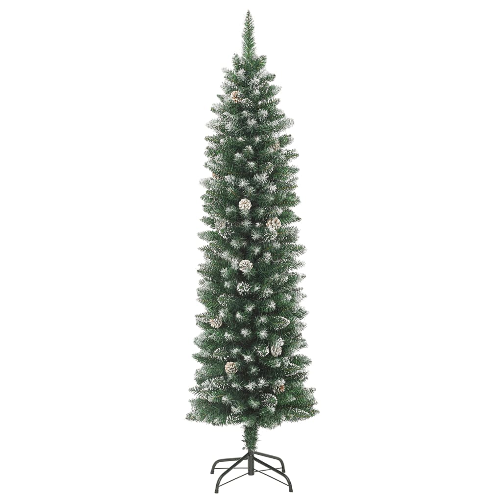 vidaXL Sztuczna, wąska choinka ze stojakiem, 210 cm, PVC