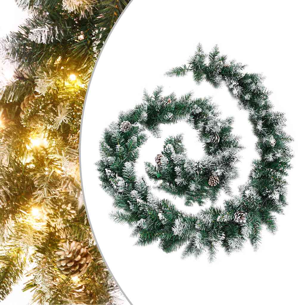 vidaXL Świąteczna girlanda z lampkami LED, zielona, 2,7 m, PVC