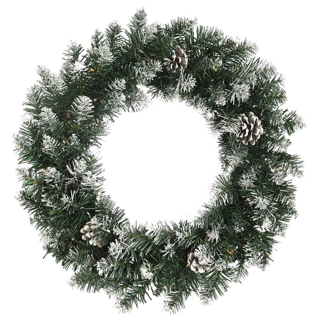 vidaXL Wieniec świąteczny z lampkami LED, zielony, 45 cm, PVC