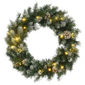 vidaXL Wieniec świąteczny z lampkami LED, zielony, 60 cm, PVC