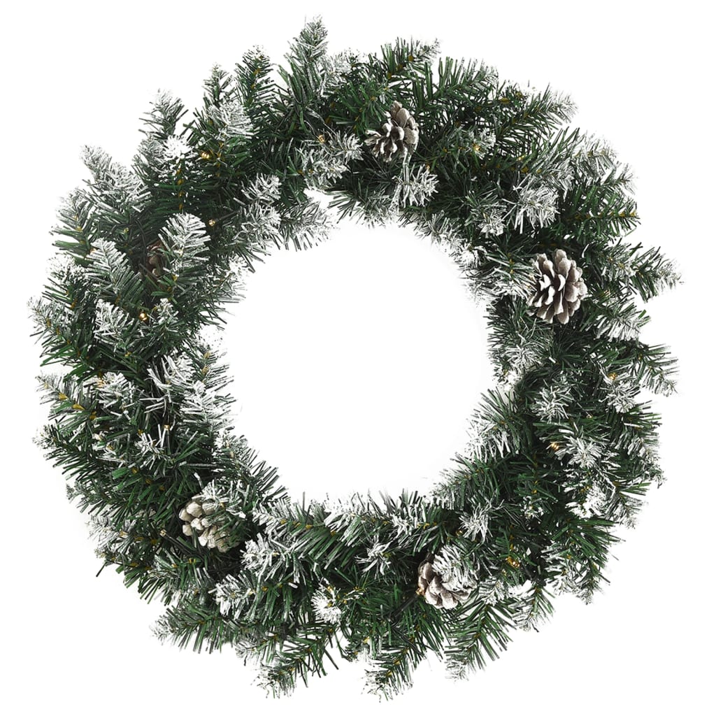 vidaXL Wieniec świąteczny z lampkami LED, zielony, 60 cm, PVC