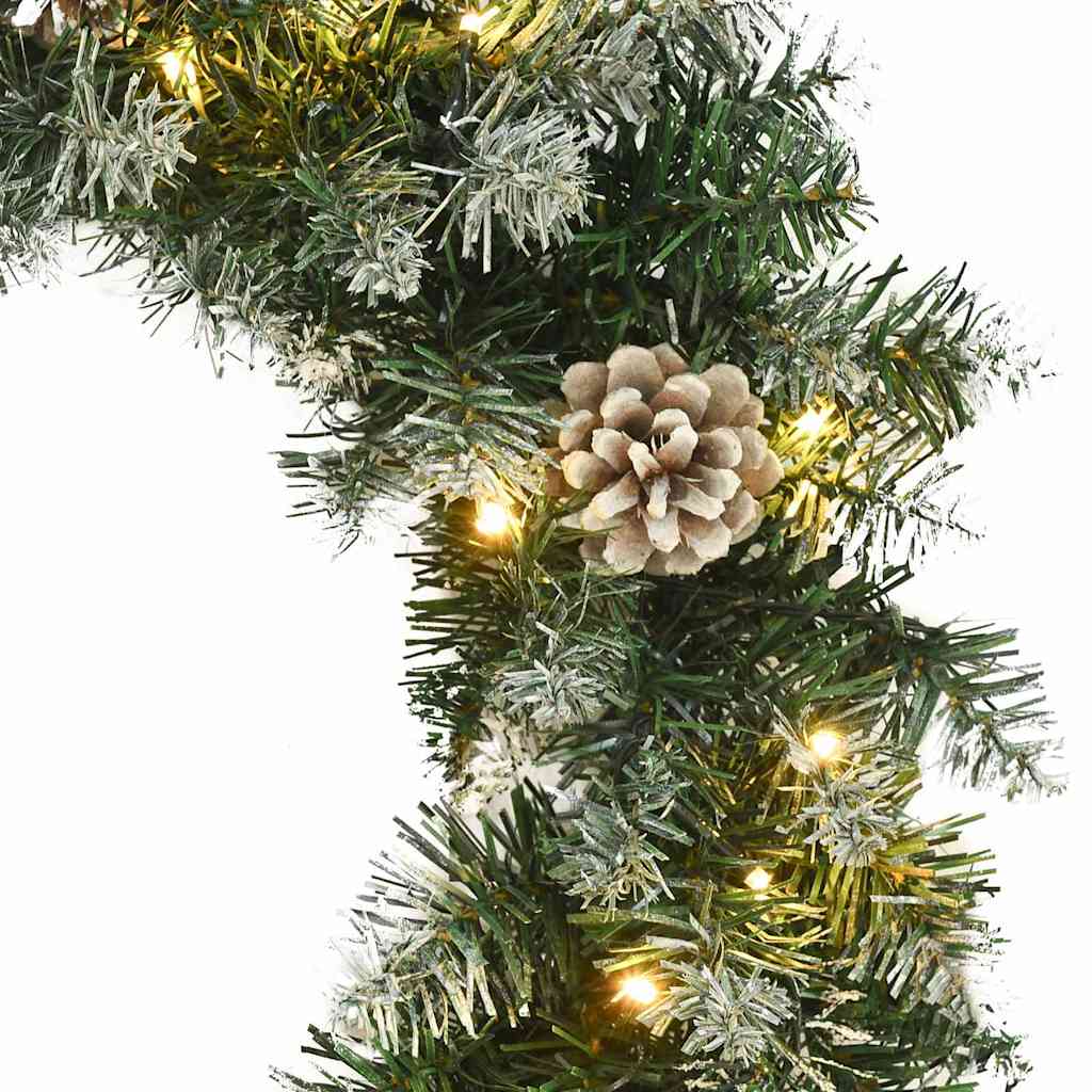 vidaXL Wieniec świąteczny z lampkami LED, zielony, 60 cm, PVC