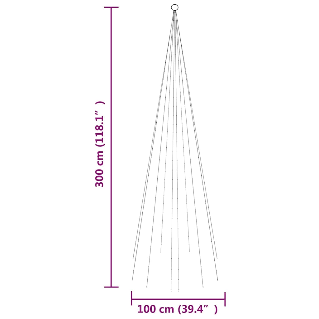 vidaXL Choinka do montażu na maszcie, 310 zimnych białych LED, 300 cm