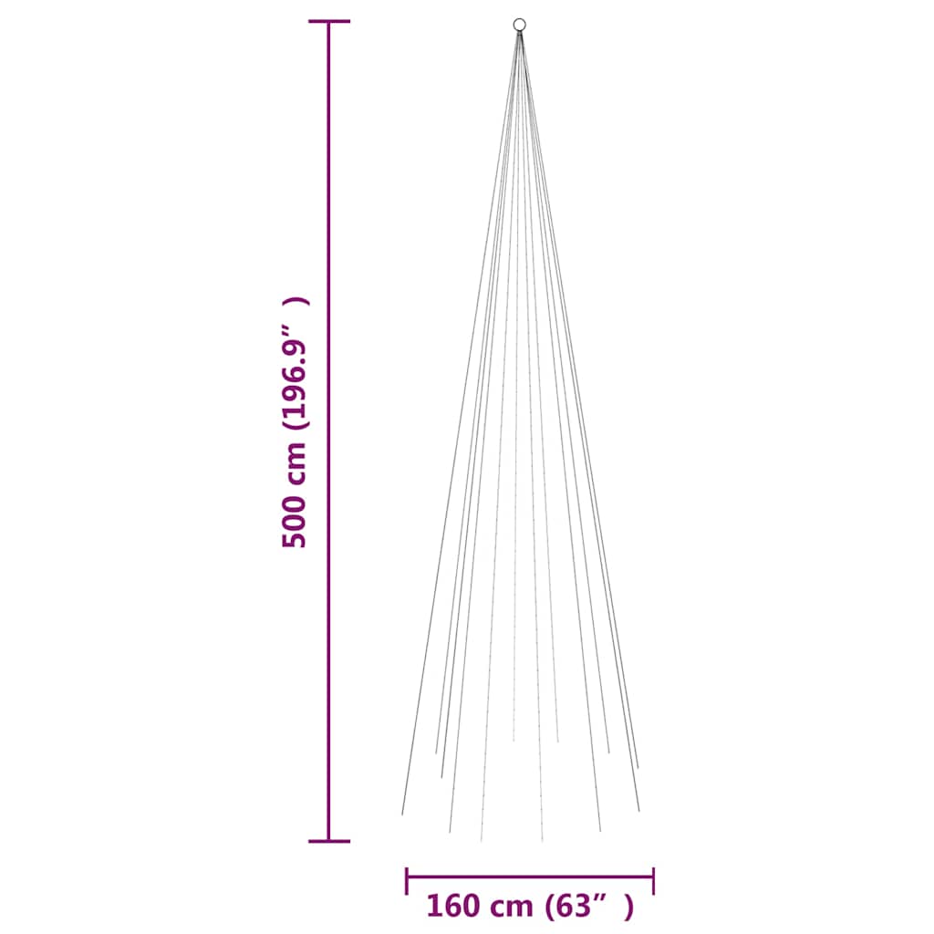 vidaXL Choinka do montażu na maszcie, 732 kolorowych diod LED, 500 cm