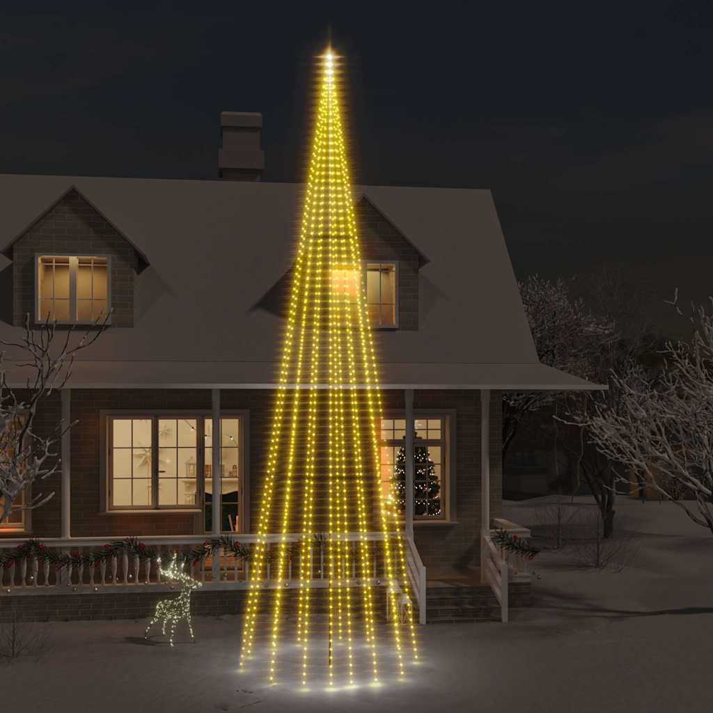 vidaXL Choinka do montażu na maszcie 1134 ciepłych białych LED, 800 cm