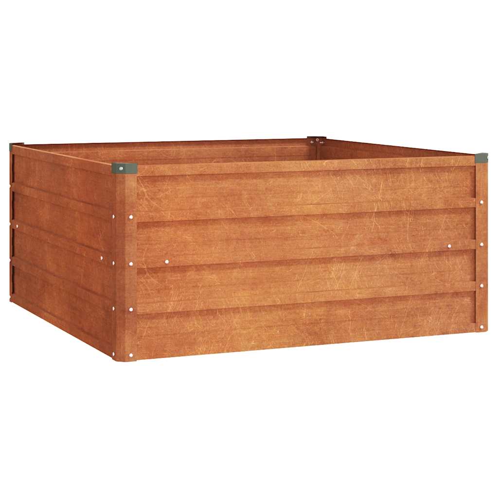 vidaXL Podwyższona donica, rdzawa, 100x100x45 cm, stal kortenowska