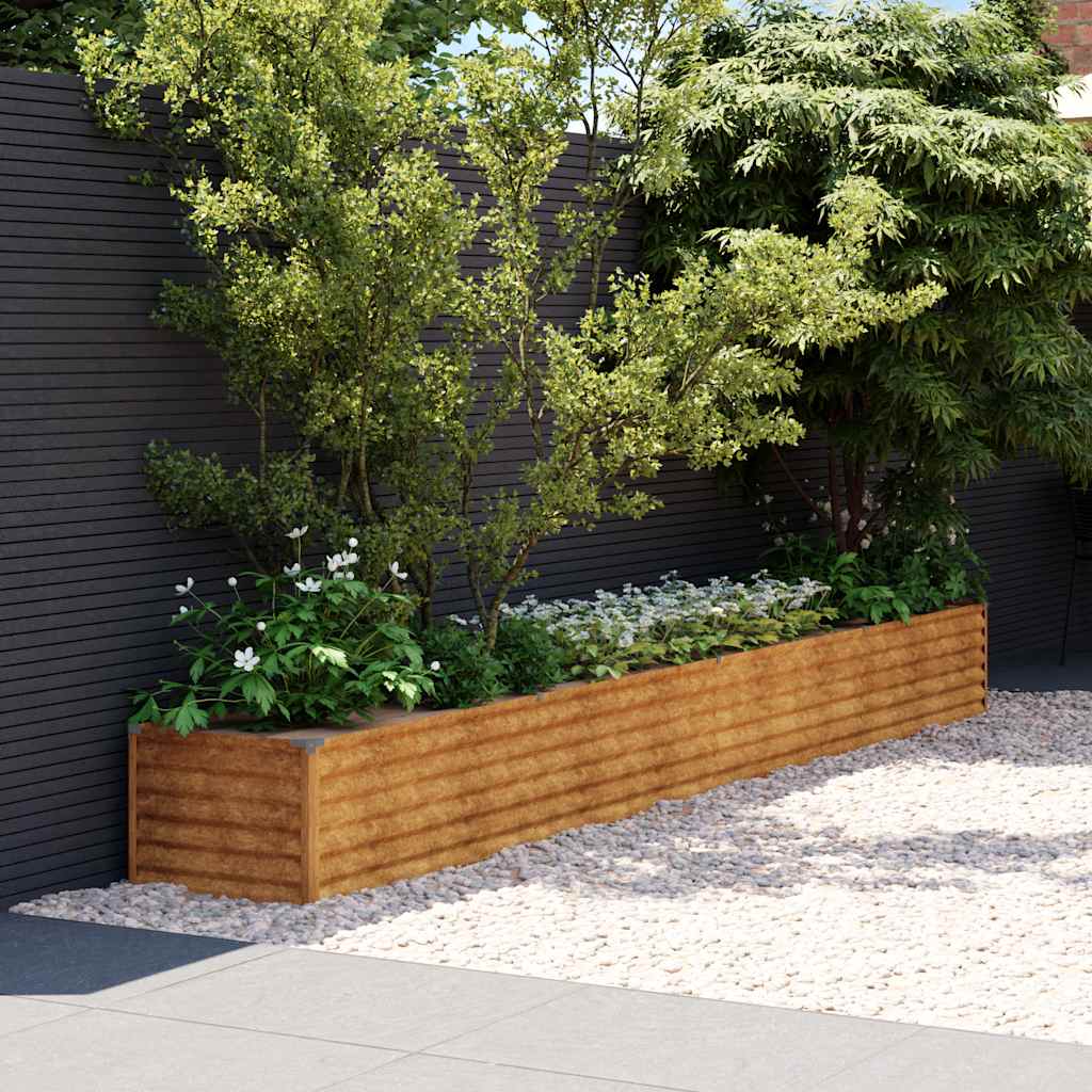 vidaXL Podwyższona grządka ogrodowa 386x50x36 cm, stal Corten