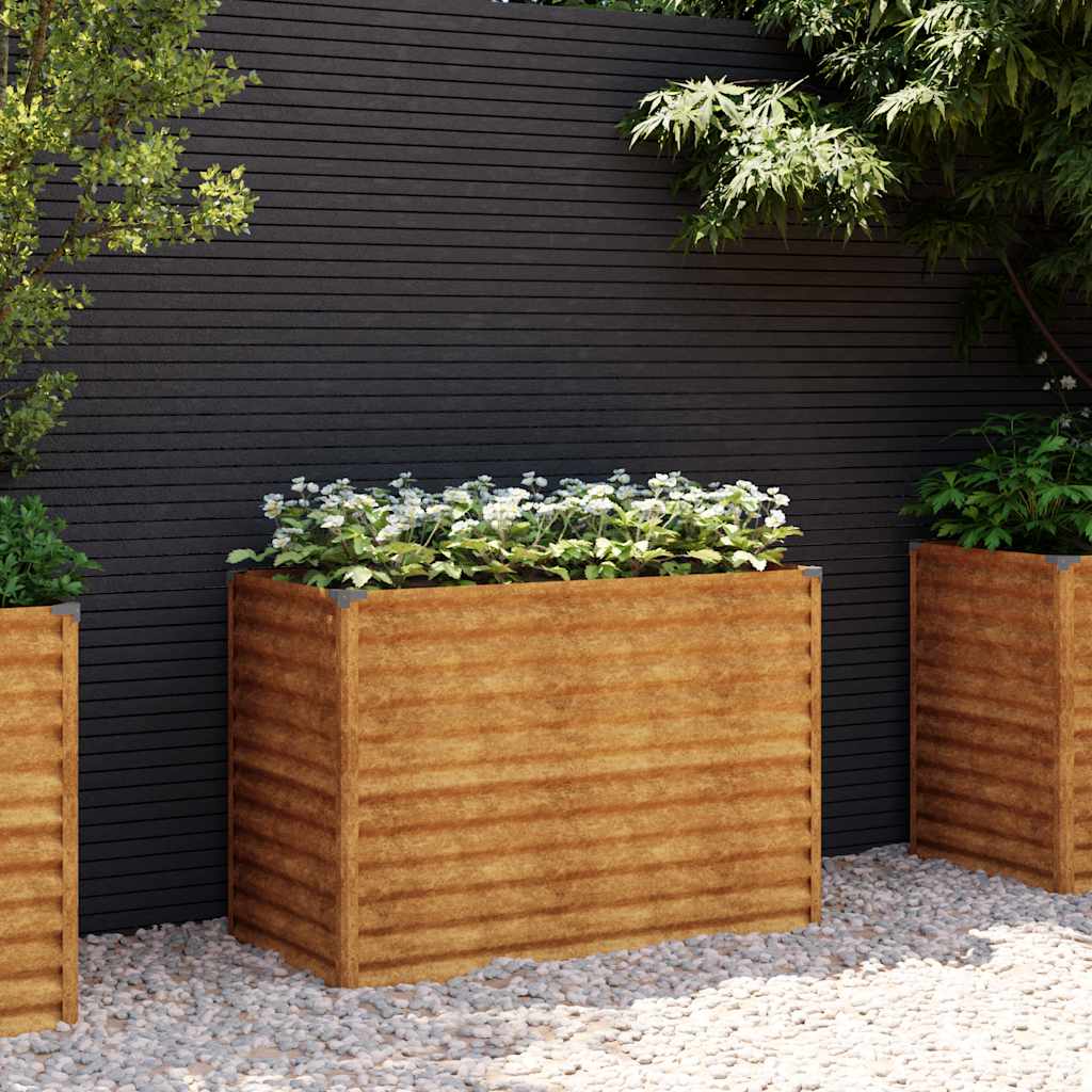 vidaXL Podwyższona grządka ogrodowa 100x50x69 cm, stal Corten