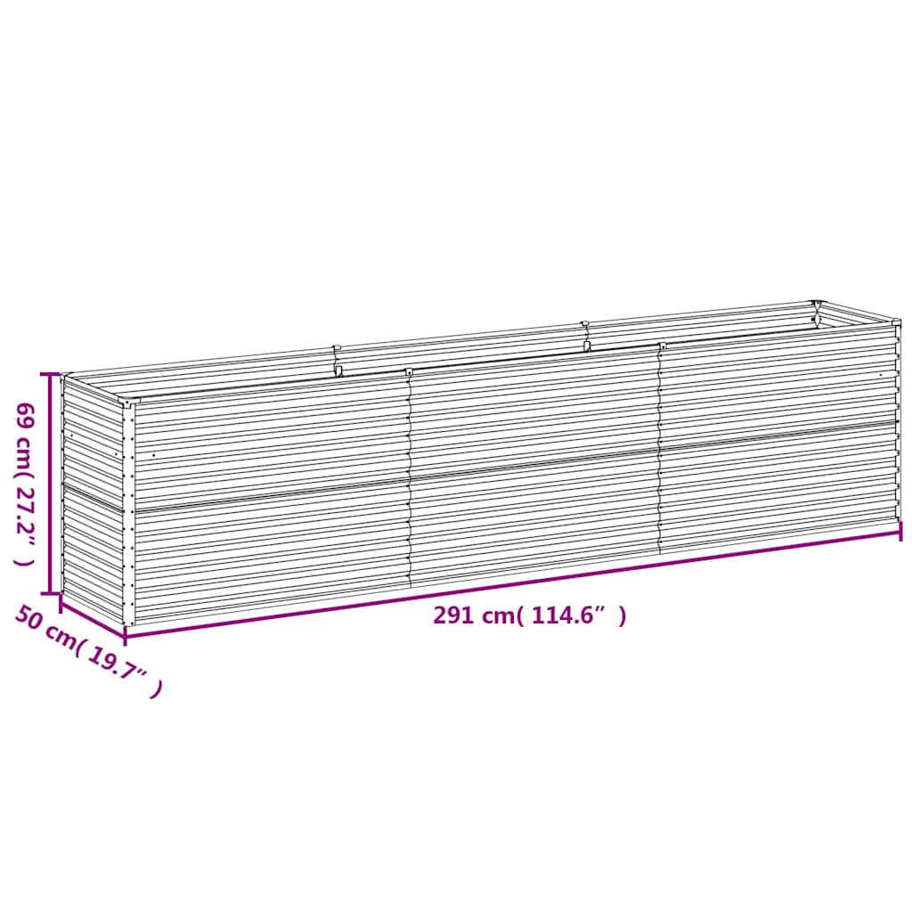 vidaXL Podwyższona grządka ogrodowa 291x50x69 cm, stal Corten