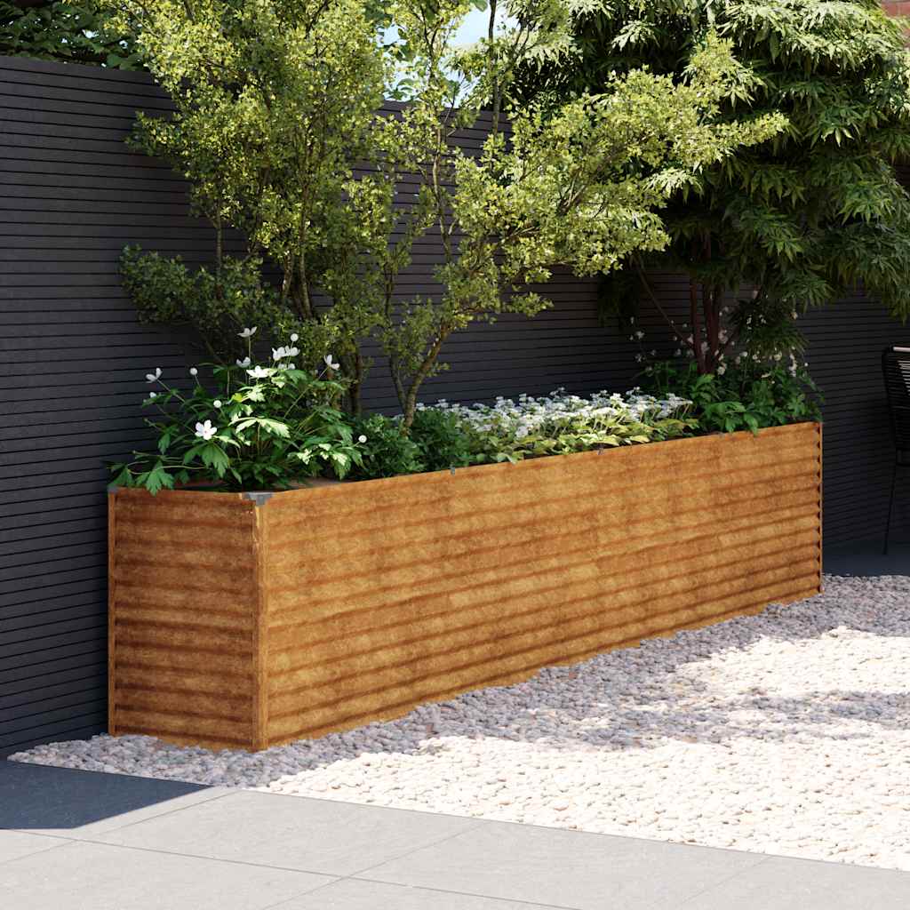 vidaXL Podwyższona grządka ogrodowa 385x50x69 cm, stal Corten