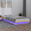 vidaXL Rama łóżka z LED, 90 x 200 cm, lite drewno