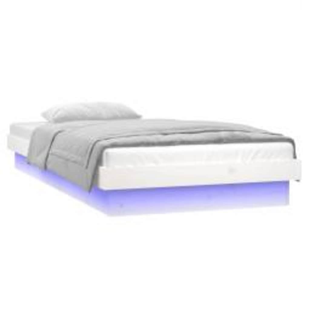 vidaXL Rama łóżka z LED, 90x200 cm, lite drewno