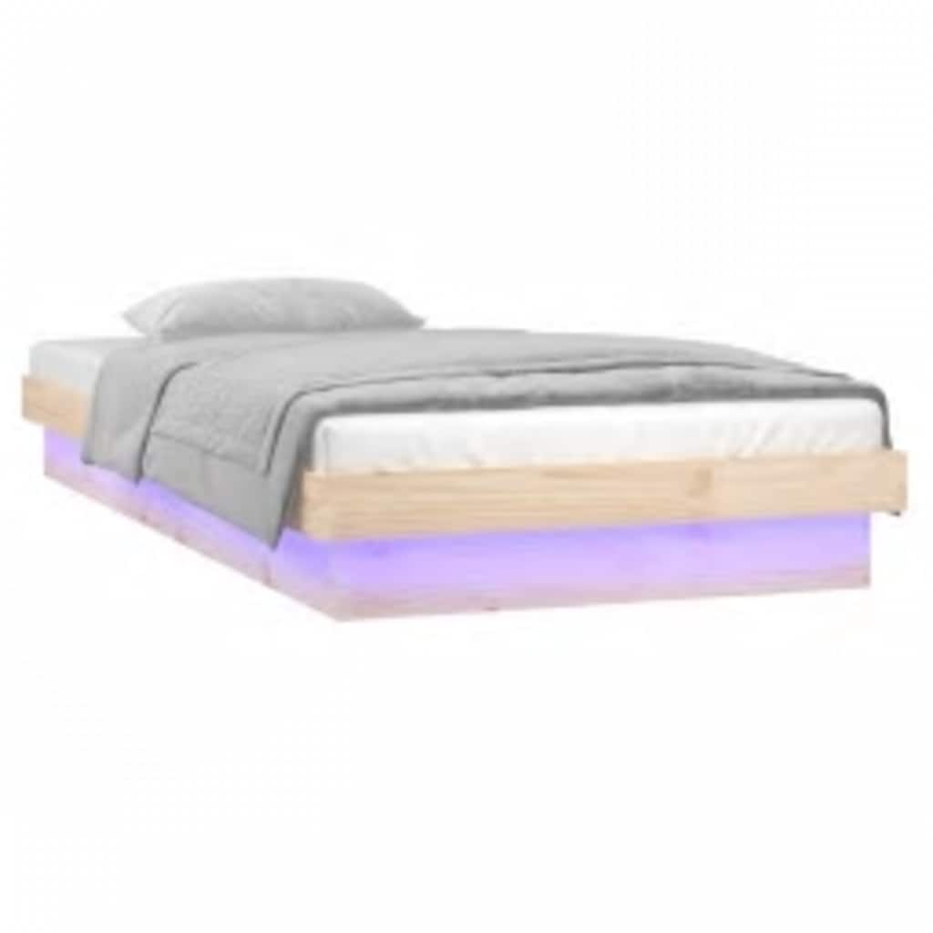 vidaXL Rama łóżka z LED, 100x200 cm, lite drewno
