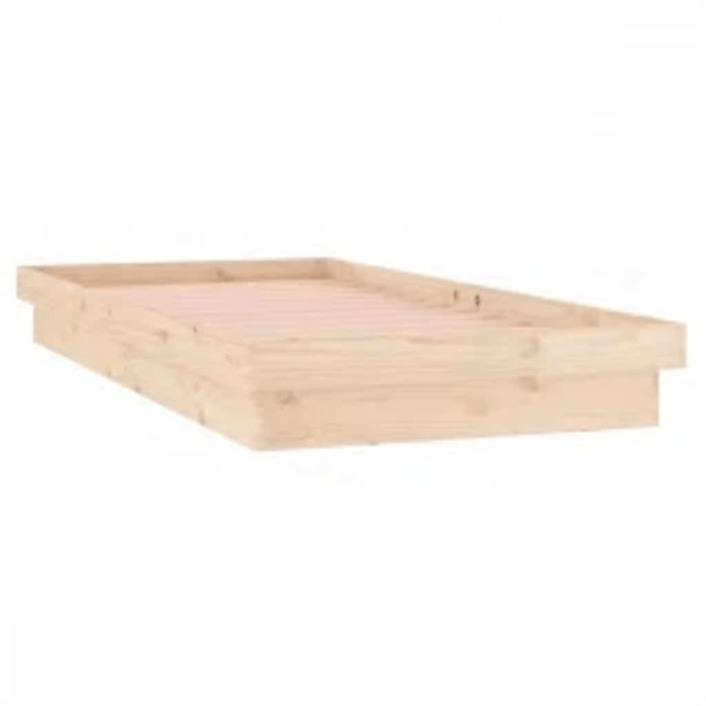 vidaXL Rama łóżka z LED, 100x200 cm, lite drewno