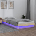 vidaXL Rama łóżka z LED, 100x200 cm, lite drewno