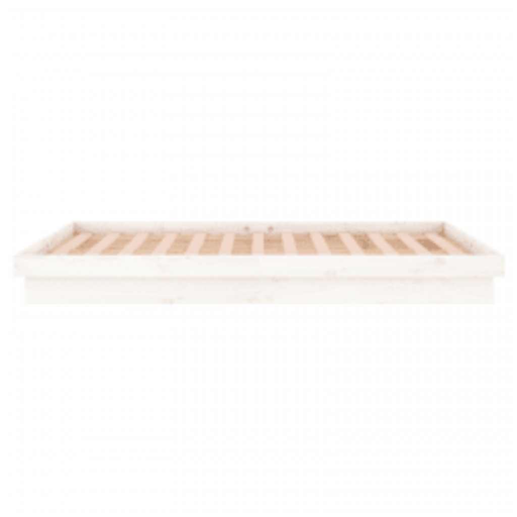 vidaXL Rama łóżka z LED, biała, 140x200 cm, lite drewno