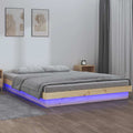 vidaXL Rama łóżka z LED, 150x200 cm, King Size, lite drewno