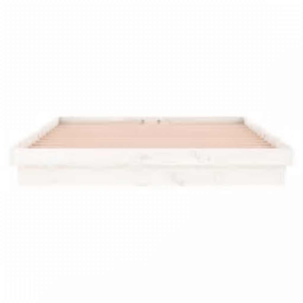 vidaXL Rama łóżka z LED, biała, 160x200 cm, lite drewno