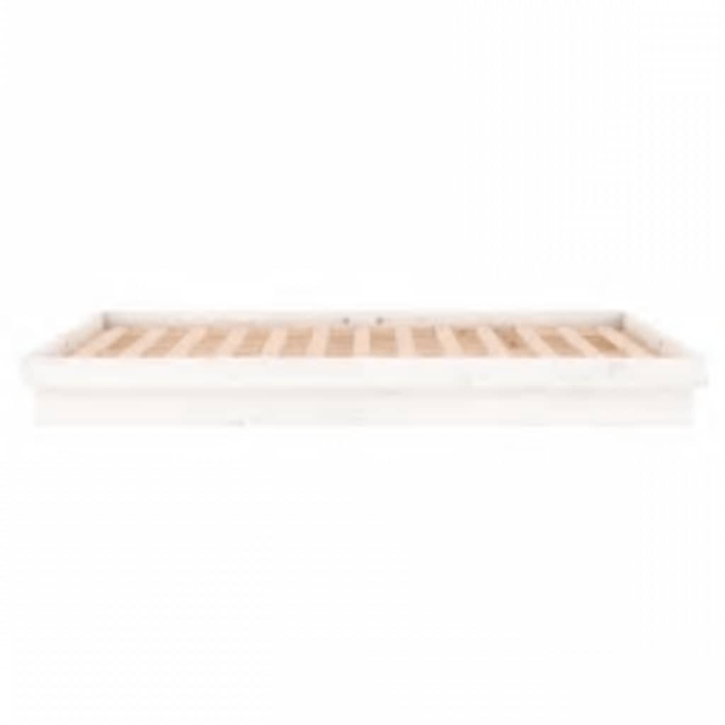 vidaXL Rama łóżka z LED, biała, 160x200 cm, lite drewno