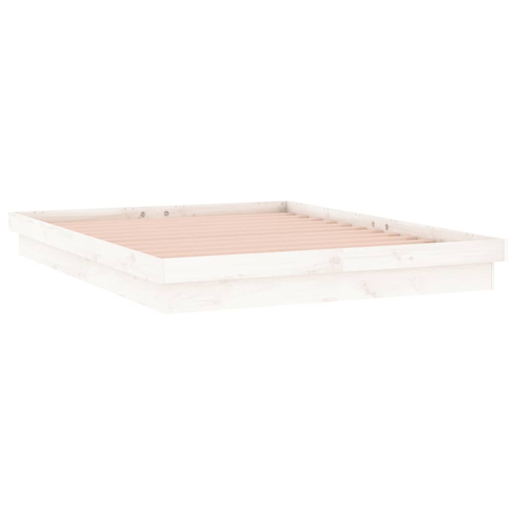 vidaXL Rama łóżka z LED, biała, 180x200 cm, Super King, lite drewno