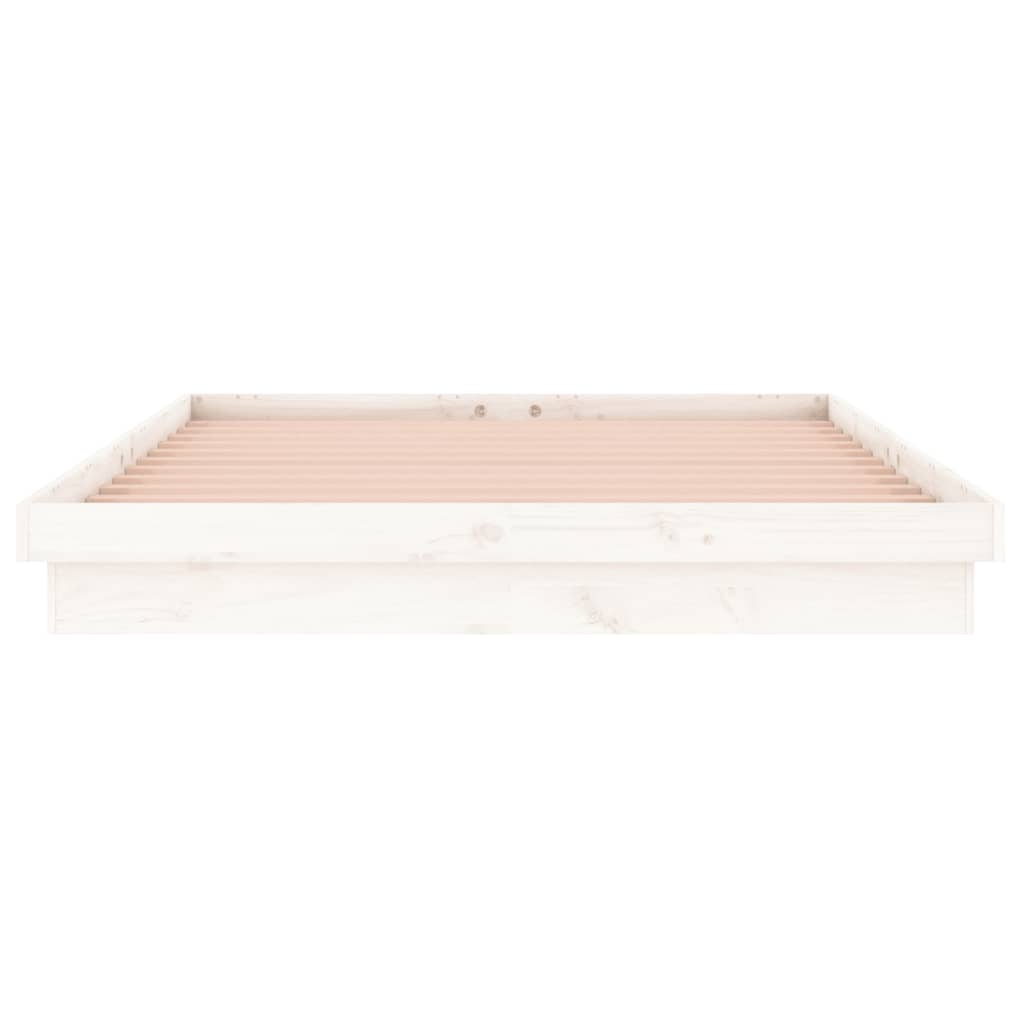 vidaXL Rama łóżka z LED, biała, 180x200 cm, Super King, lite drewno