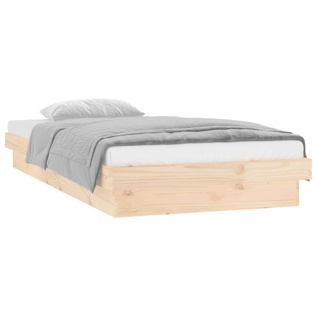 vidaXL Rama łóżka z LED, 75x190 cm, pojedyncza, lite drewno