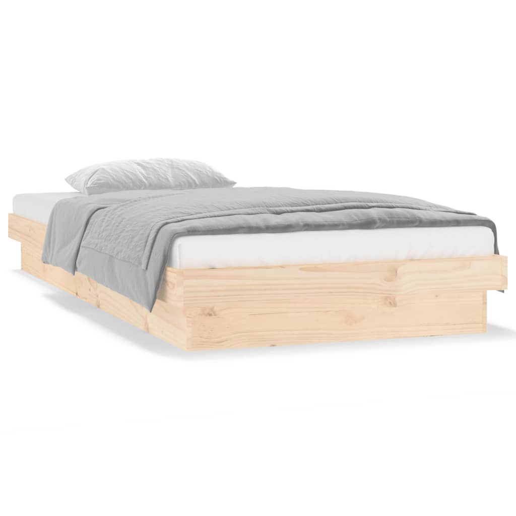 vidaXL Rama łóżka z LED, 75x190 cm, pojedyncza, lite drewno