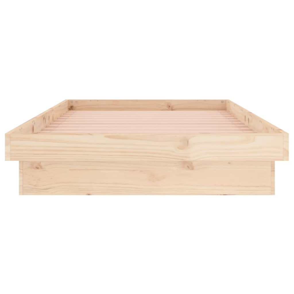 vidaXL Rama łóżka z LED, 75x190 cm, pojedyncza, lite drewno