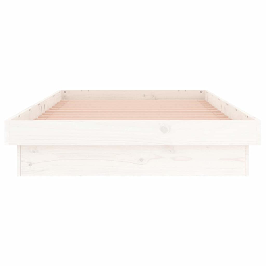 vidaXL Rama łóżka z LED, biała, 75x190 cm, pojedyncza, lite drewno