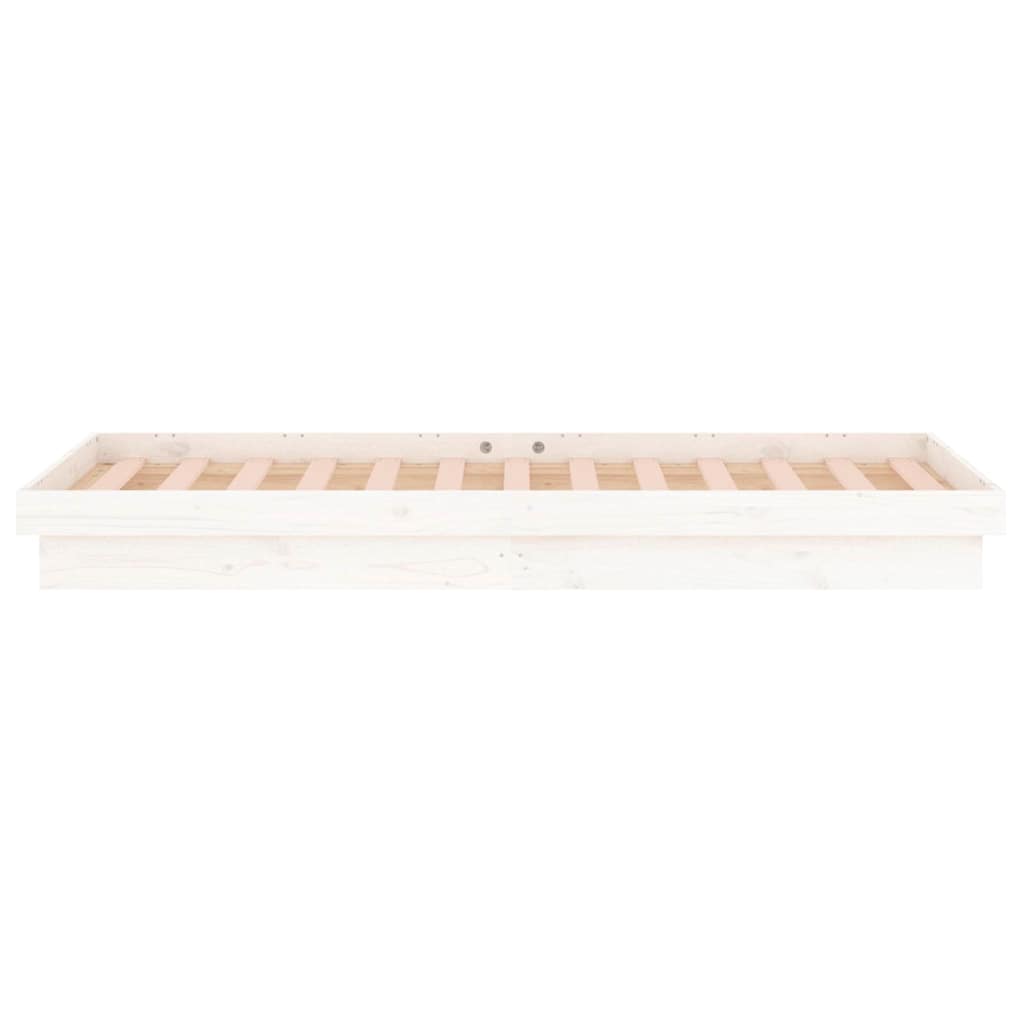 vidaXL Rama łóżka z LED, biała, 75x190 cm, pojedyncza, lite drewno