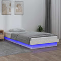 vidaXL Rama łóżka z LED, biała, 75x190 cm, pojedyncza, lite drewno