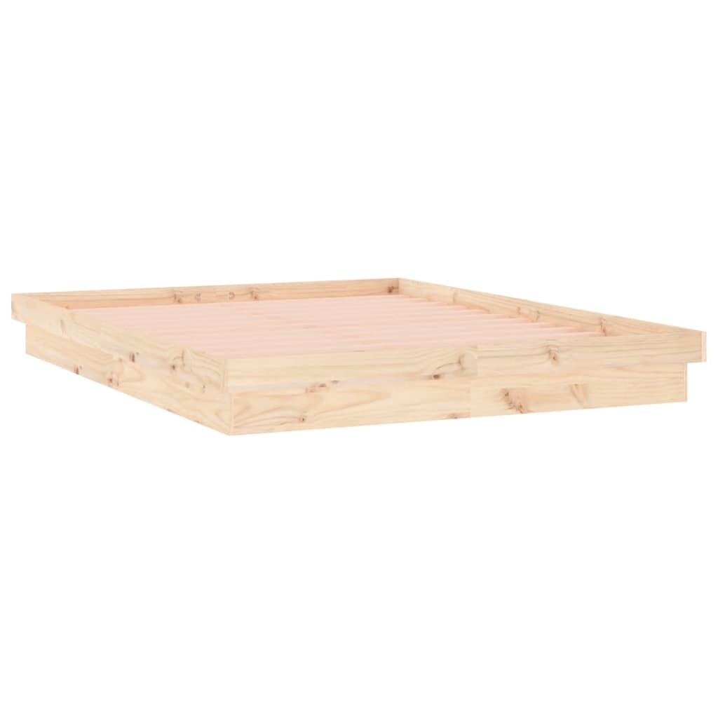 vidaXL Rama łóżka z LED, 120x190 cm, podwójna, lite drewno
