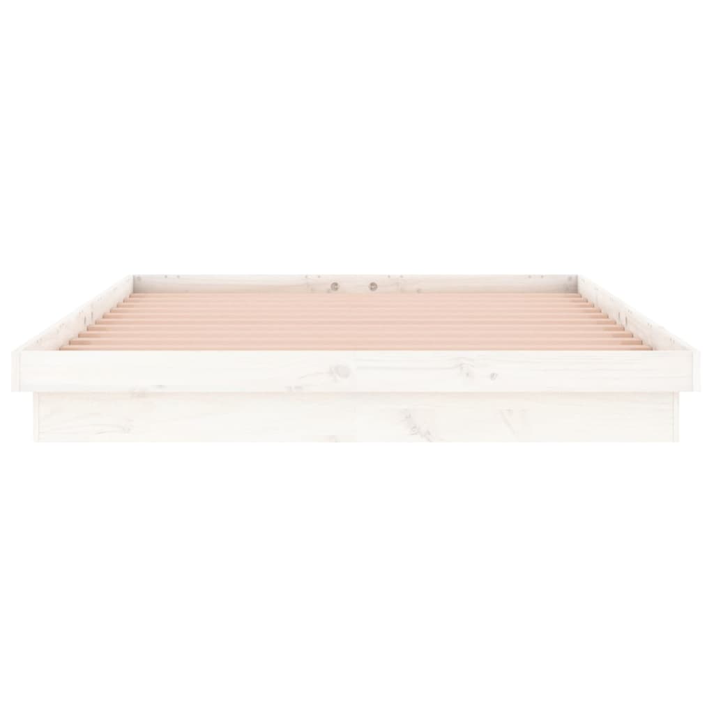 vidaXL Rama łóżka z LED, biała, 120x190 cm, podwójna, lite drewno