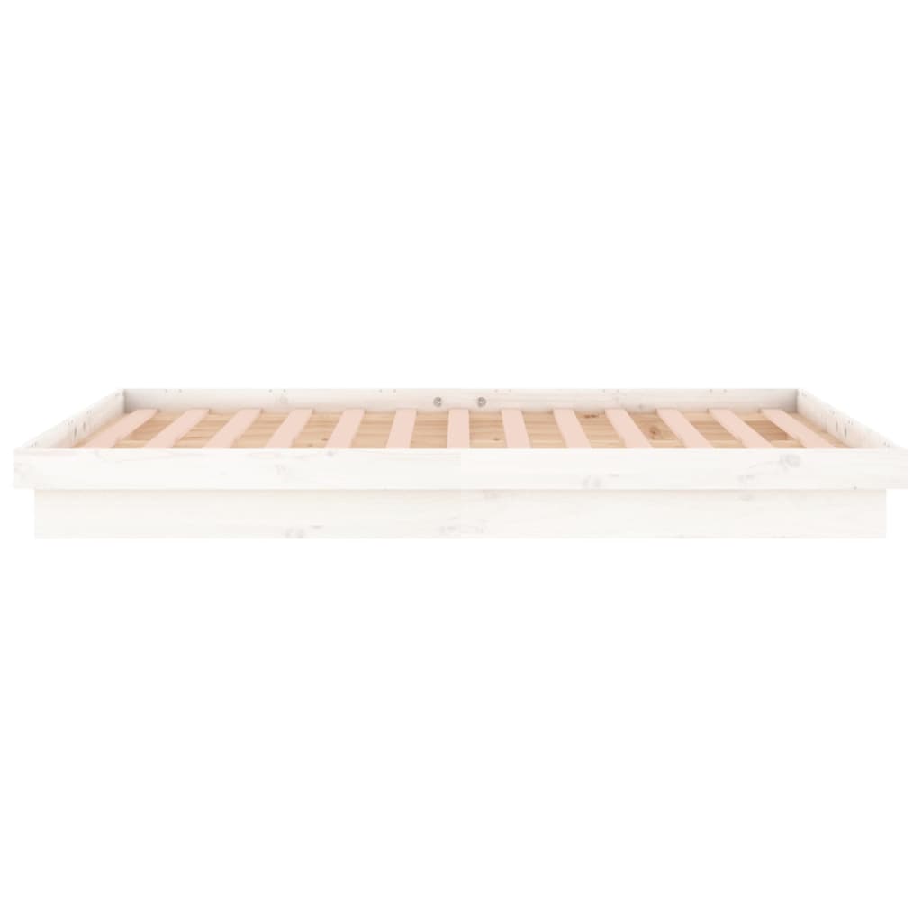 vidaXL Rama łóżka z LED, biała, 120x190 cm, podwójna, lite drewno