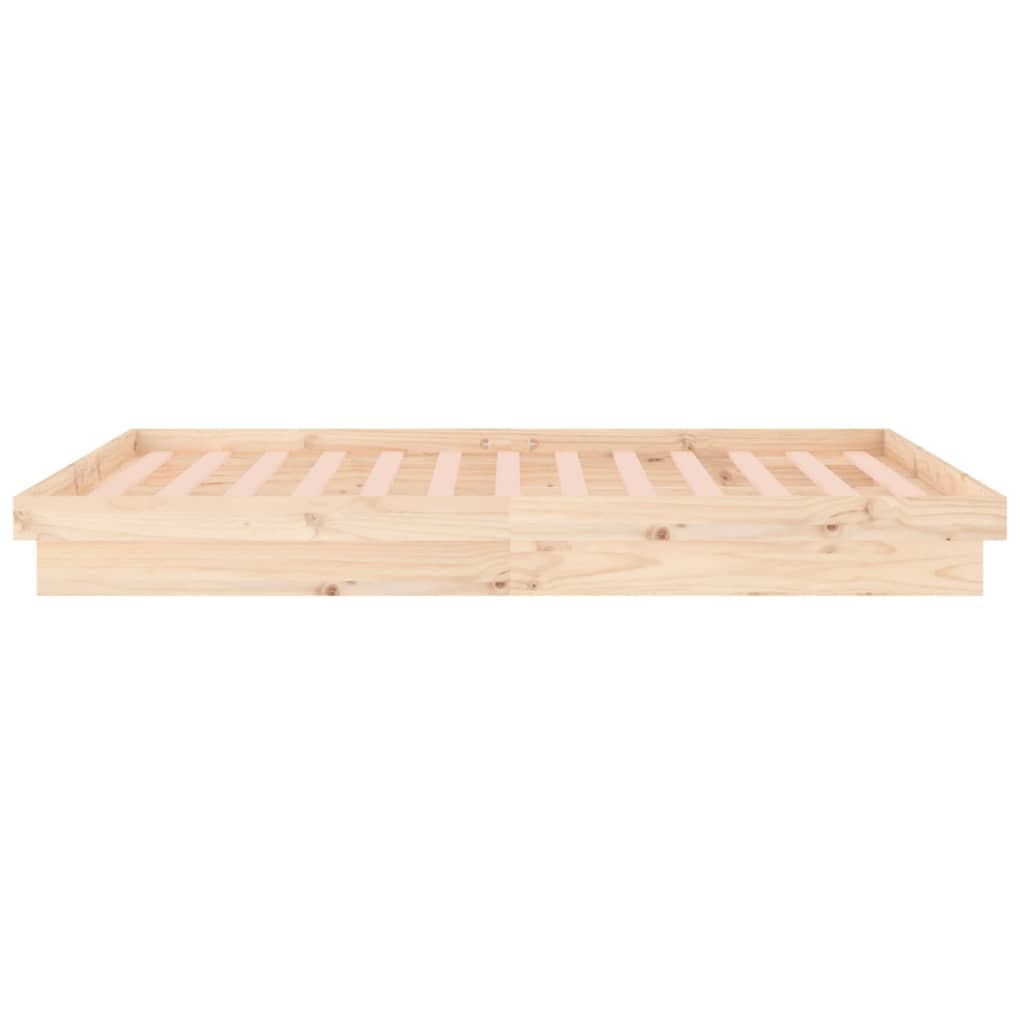 vidaXL Rama łóżka z LED, szara, 135x190 cm, podwójna, lite drewno