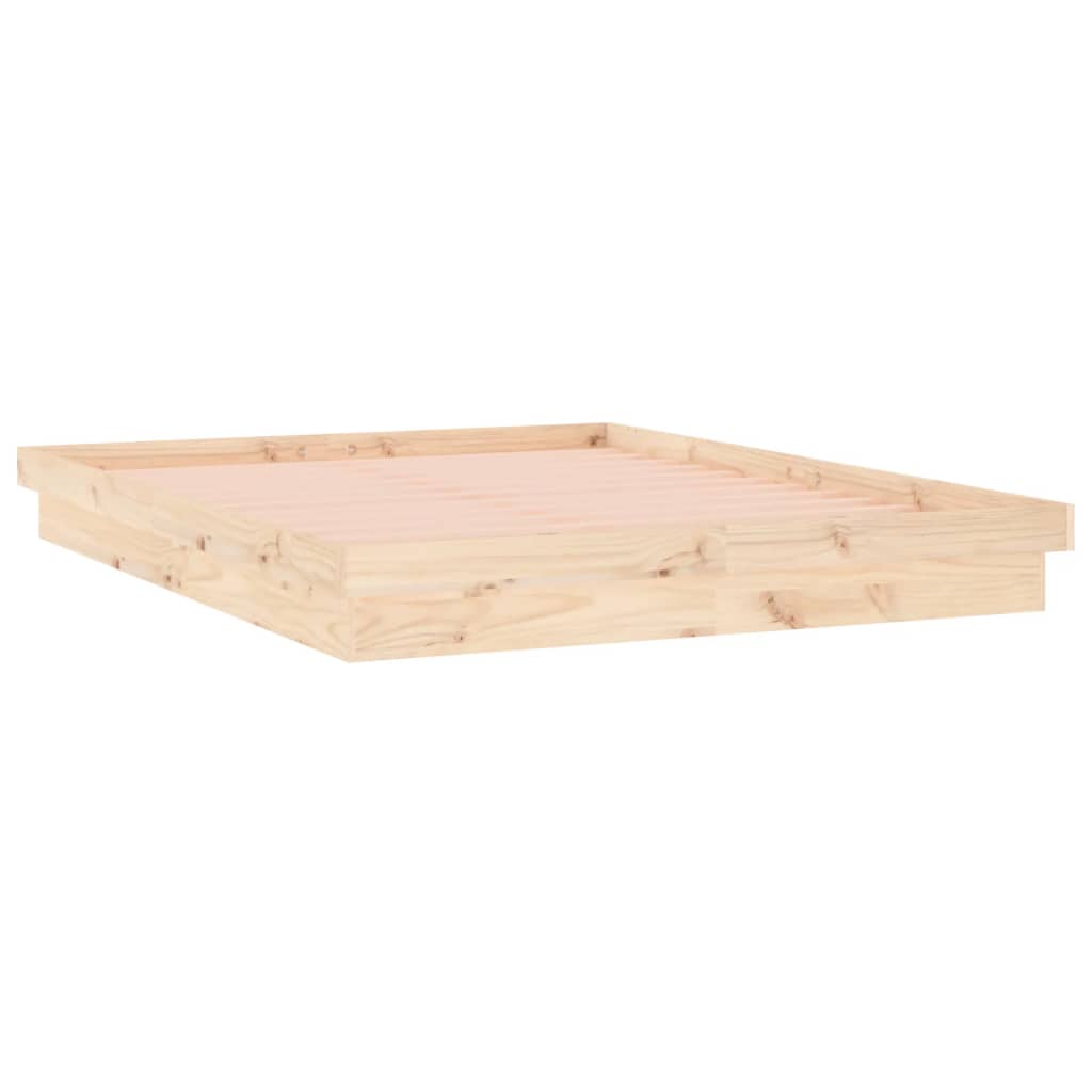 vidaXL Rama łóżka z LED, 140x190 cm, lite drewno