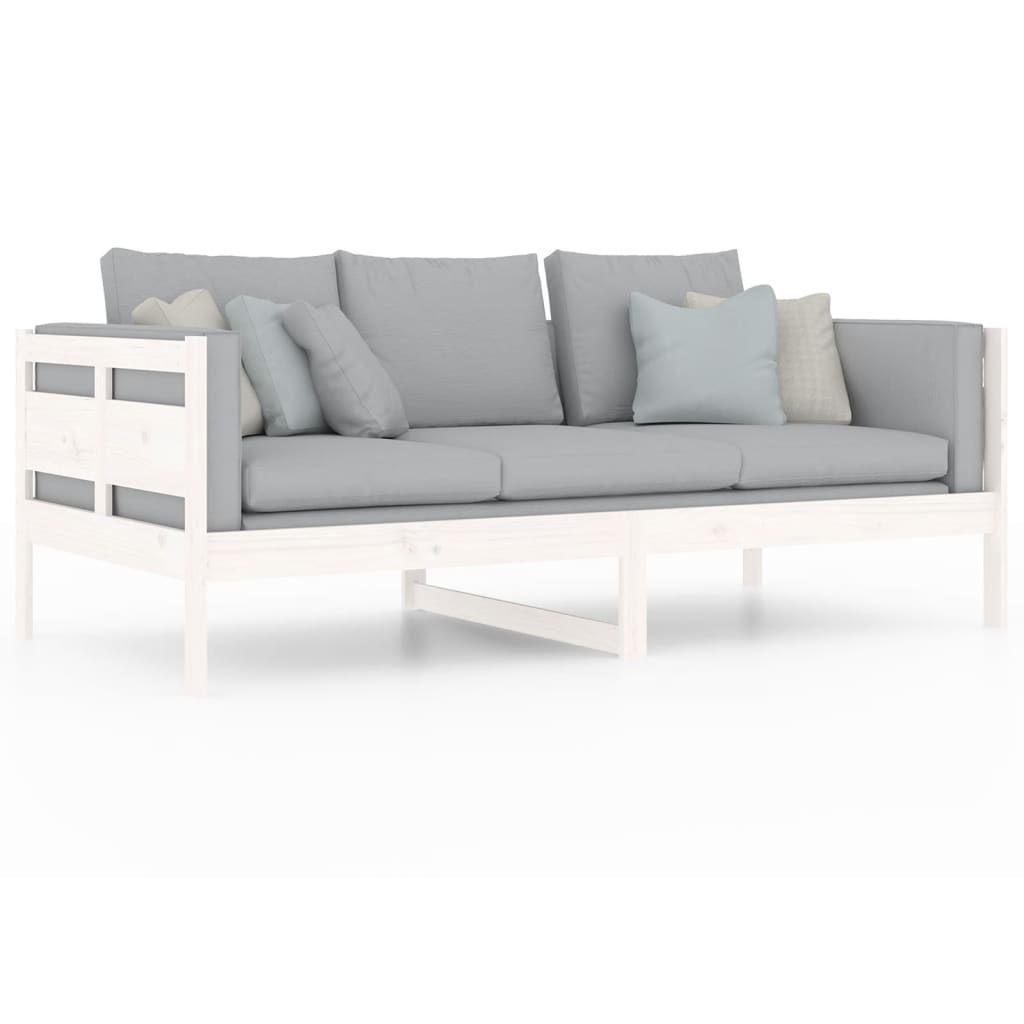 vidaXL Łóżko dzienne, białe, lite drewno sosnowe, 90x190 cm