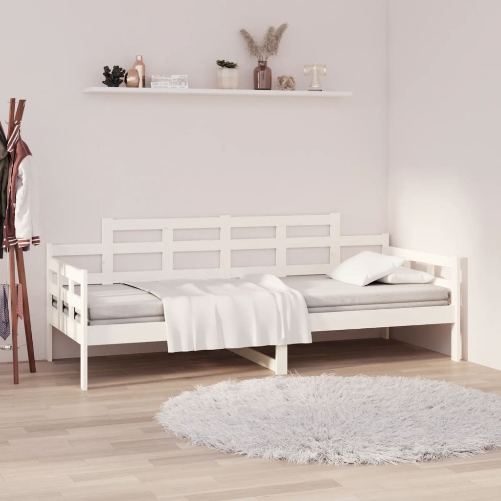 vidaXL Łóżko dzienne, białe, lite drewno sosnowe, 90x200 cm