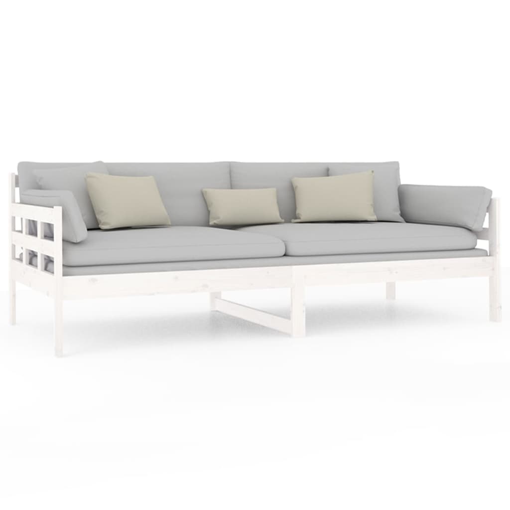 vidaXL Łóżko dzienne, białe, lite drewno sosnowe, 90x200 cm