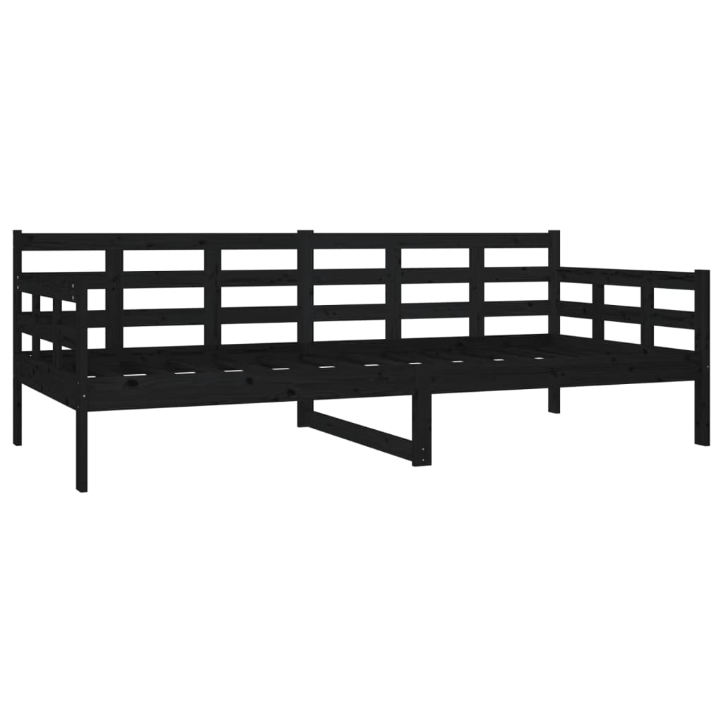 vidaXL Łóżko dzienne, czarne, lite drewno sosnowe, 90x200 cm