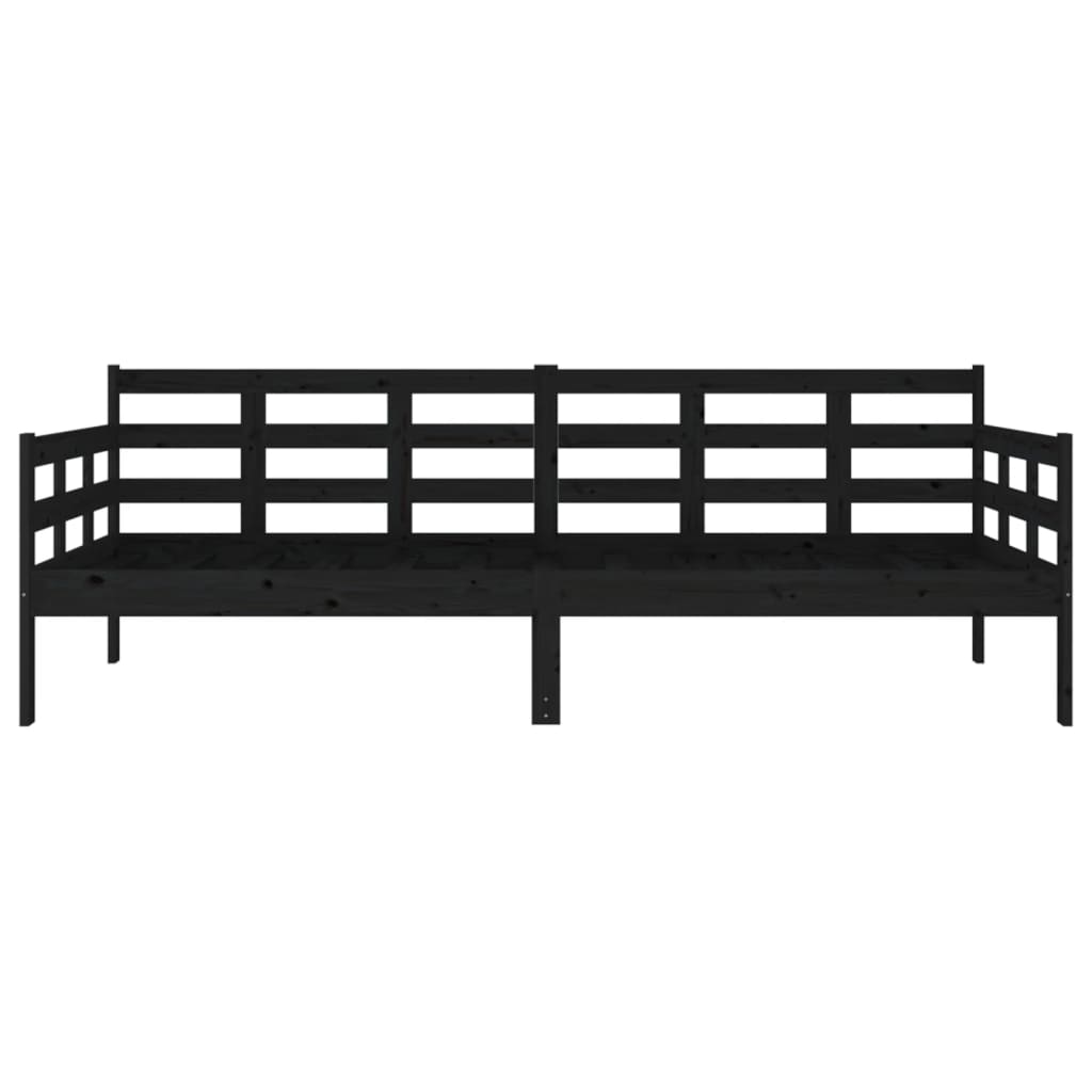 vidaXL Łóżko dzienne, czarne, lite drewno sosnowe, 90x200 cm