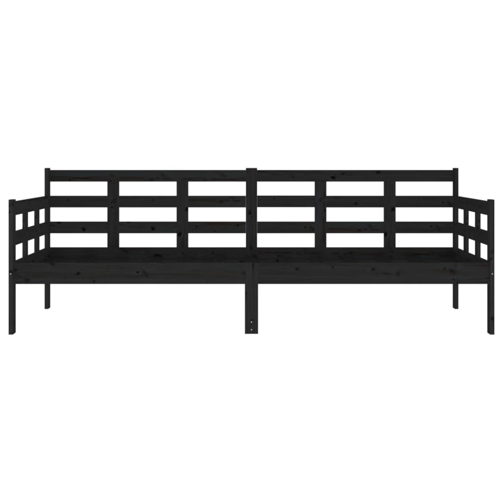 vidaXL Łóżko dzienne, czarne, lite drewno sosnowe, 80x200 cm