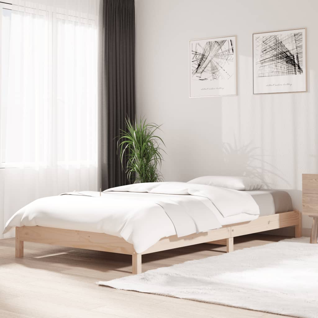 vidaXL Łóżko sztaplowane, 100x200 cm, lite drewno sosnowe