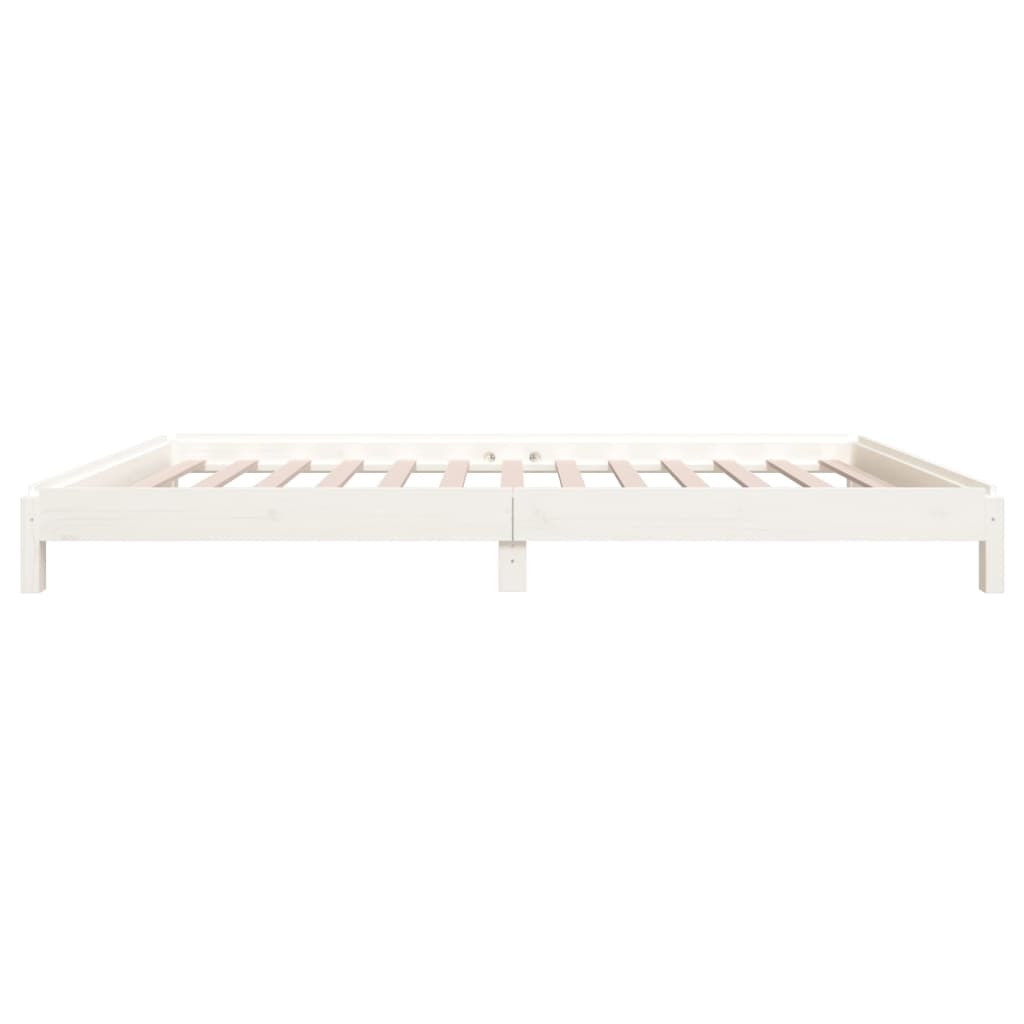 vidaXL Łóżko sztaplowane, białe, 100x200 cm, lite drewno sosnowe