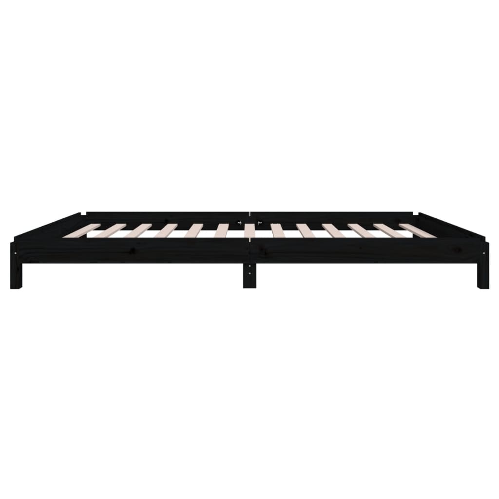 vidaXL Łóżko sztaplowane, czarne, 90x200 cm, lite drewno sosnowe