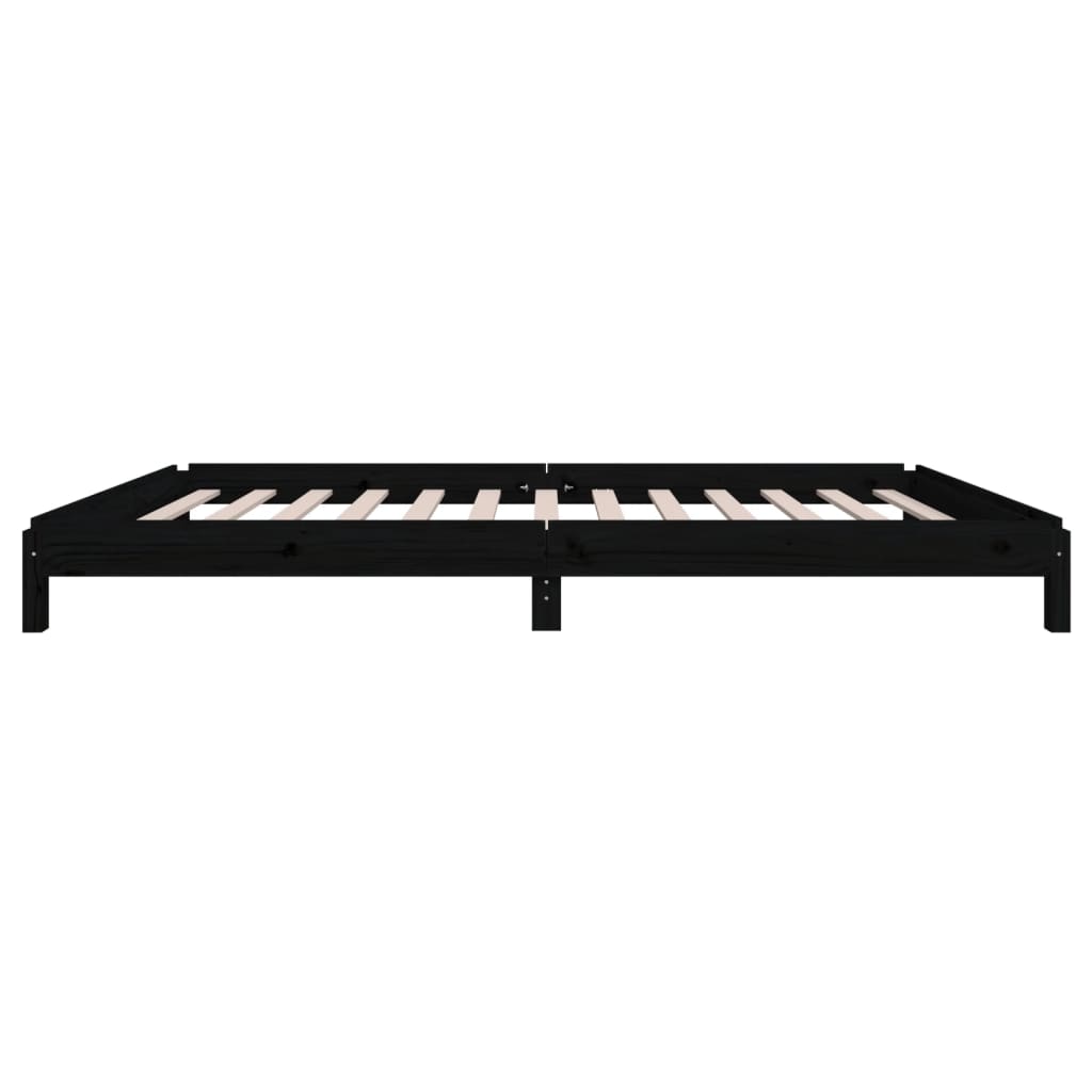 vidaXL Łóżko sztaplowane, czarne, 80x200 cm, lite drewno sosnowe