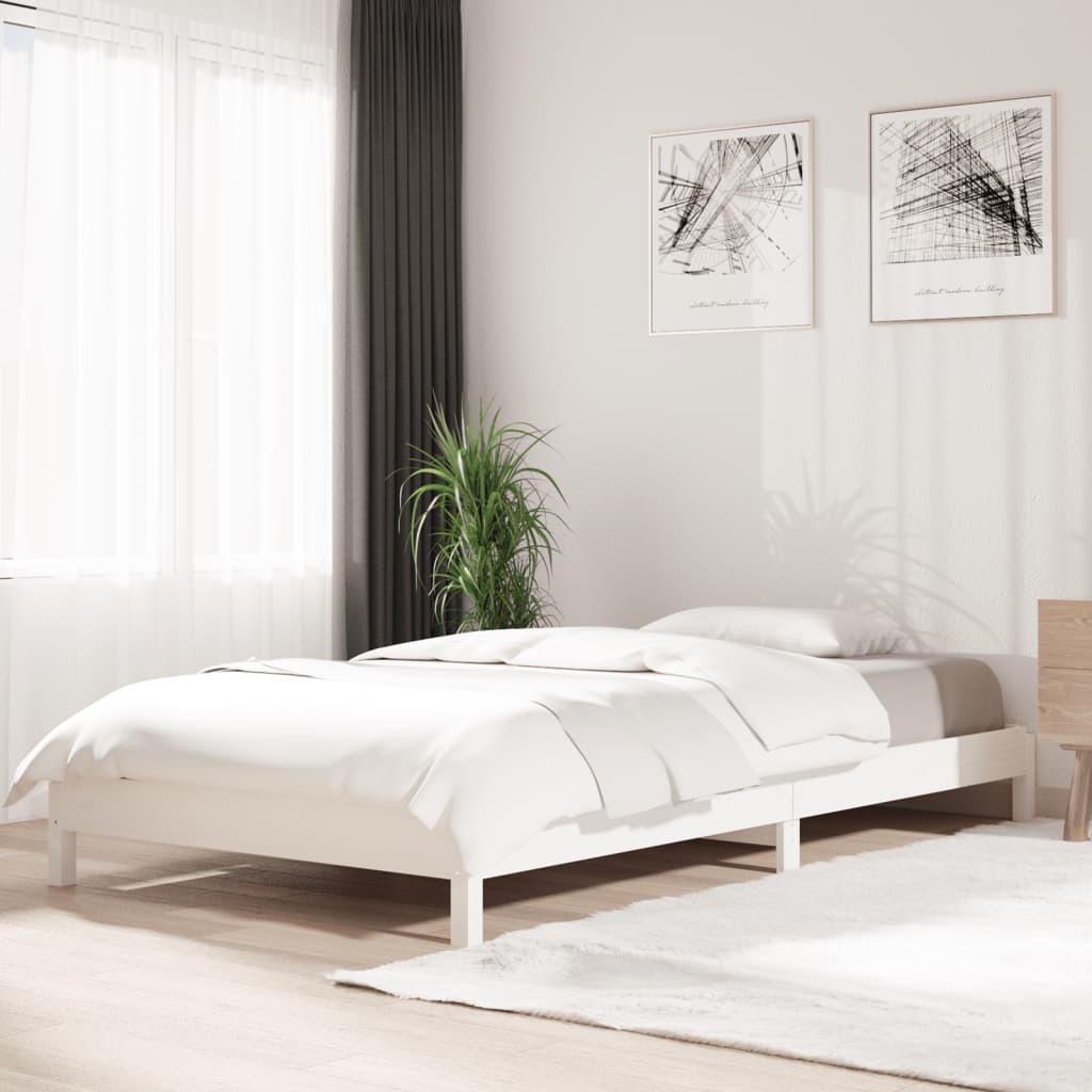 vidaXL Łóżko sztaplowane, białe, 90x190 cm, lite drewno sosnowe