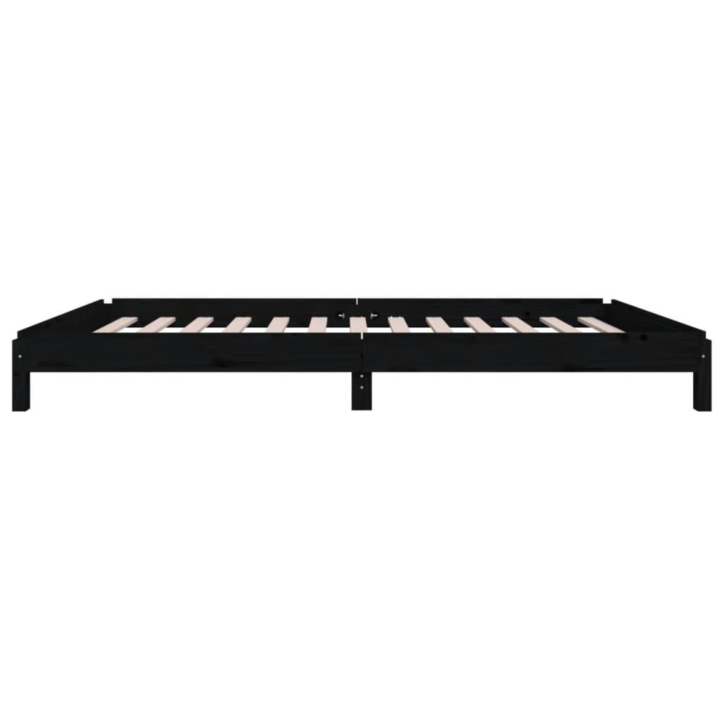 vidaXL Łóżko sztaplowane, czarne, 75x190 cm, lite drewno sosnowe