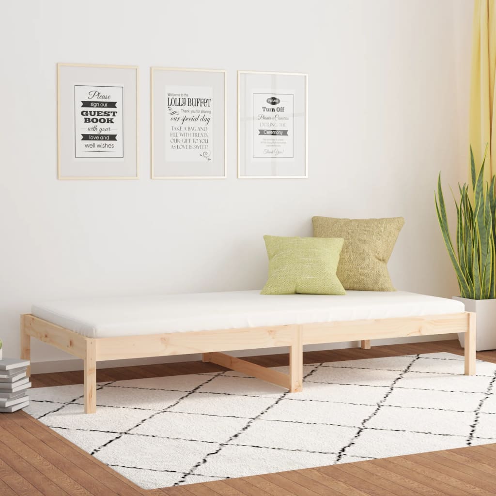 vidaXL Łóżko dzienne bez materaca, 90x200 cm, lite drewno sosnowe