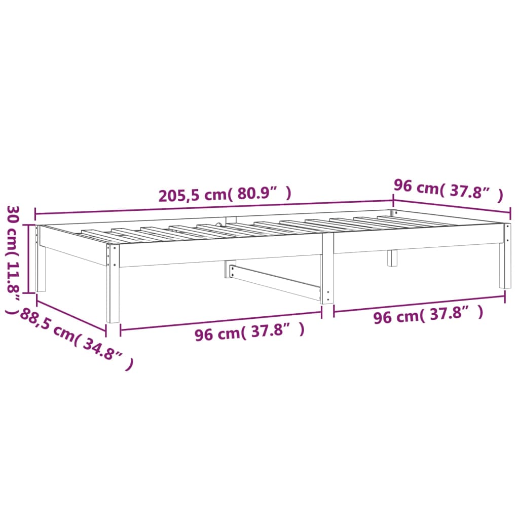 vidaXL Łóżko dzienne bez materaca, białe, 90x200 cm, drewno sosnowe